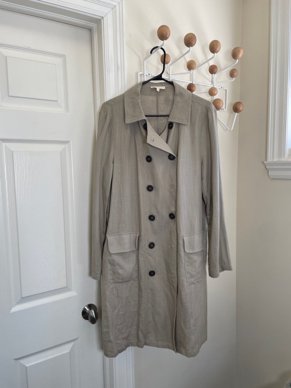 Promesa - Linen Blend Button Down Trench Coat - Cream - L